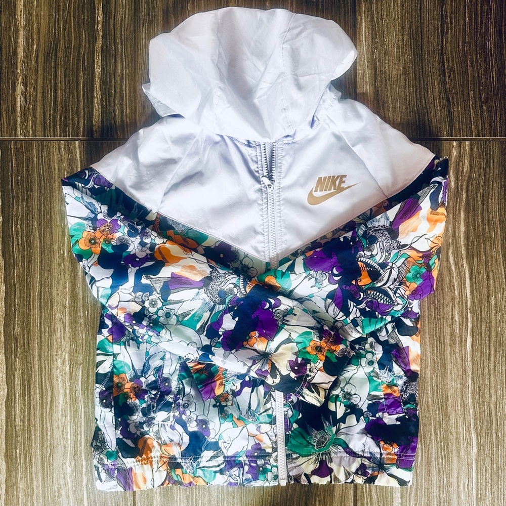 Nike Kids Floral Jacket - White and Multicolor